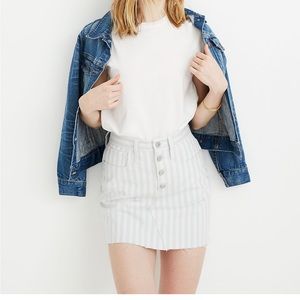 Stretch A-Line Mini Skirt in Pompano Stripe: Button-Front Edition